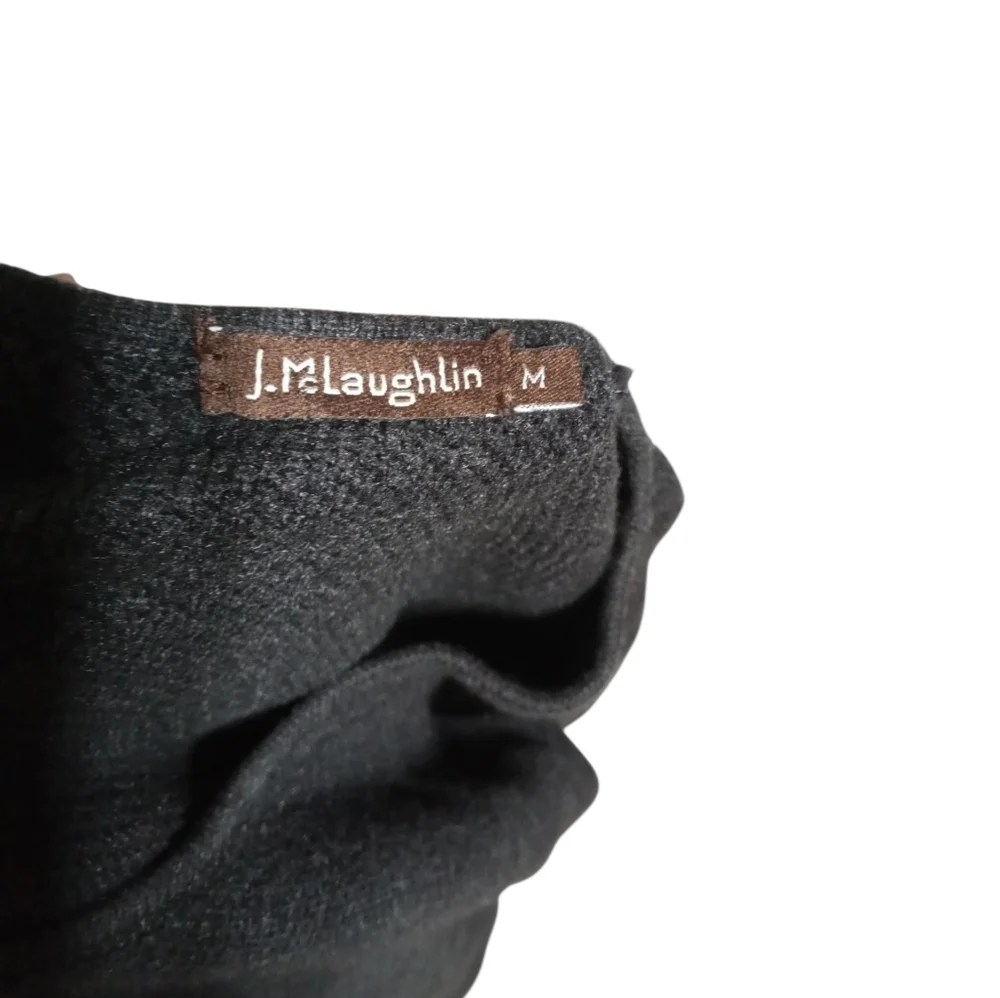 J.McLaughlin Crew Neck Knit Sweater Gray Soft Classic Pullover Women's Medium